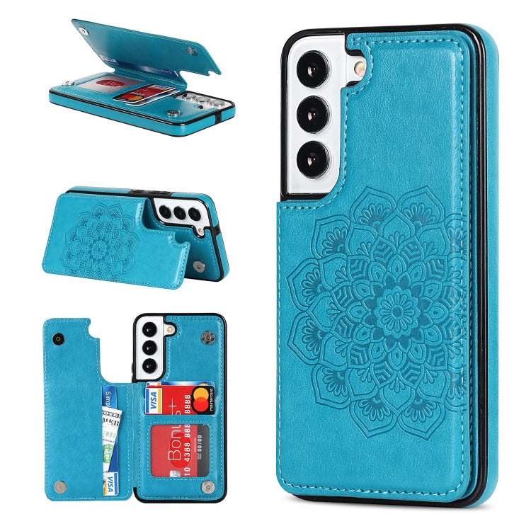 For Samsung Galaxy S22+ 5G Double Buckle Mandala PU+TPU Phone Case