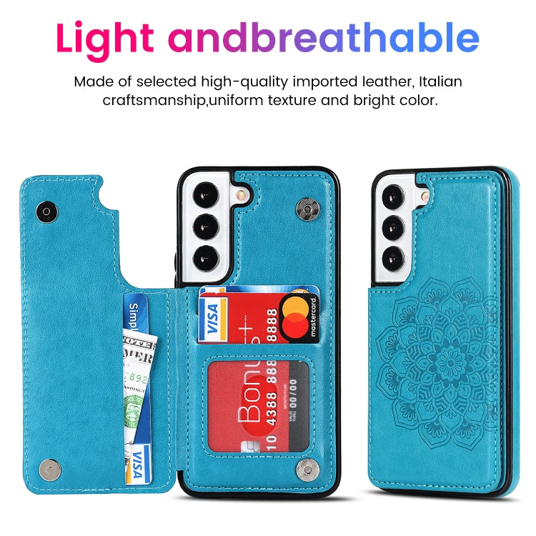 For Samsung Galaxy S22+ 5G Double Buckle Mandala PU+TPU Phone Case