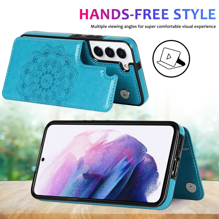 For Samsung Galaxy S22+ 5G Double Buckle Mandala PU+TPU Phone Case
