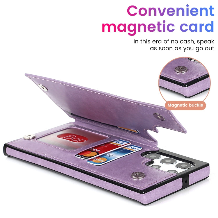 For Samsung Galaxy S22 Ultra 5G Double Buckle Mandala PU+TPU Phone Case