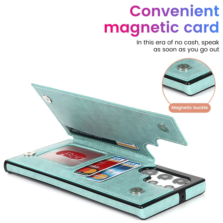 For Samsung Galaxy S22 Ultra 5G Double Buckle Mandala PU+TPU Phone Case