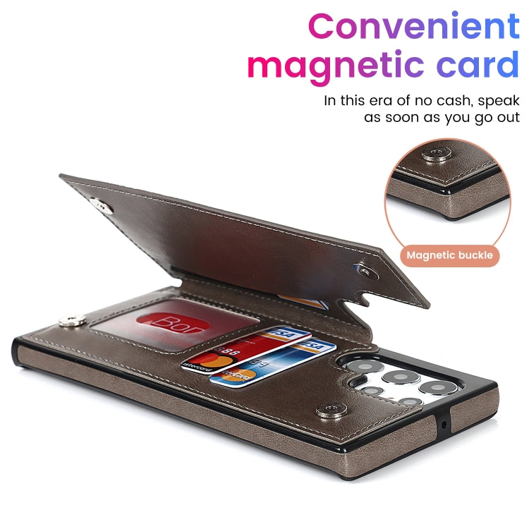 For Samsung Galaxy S22 Ultra 5G Double Buckle Mandala PU+TPU Phone Case