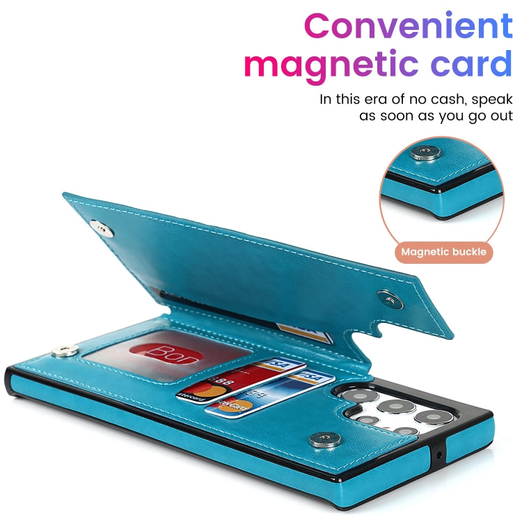 For Samsung Galaxy S22 Ultra 5G Double Buckle Mandala PU+TPU Phone Case