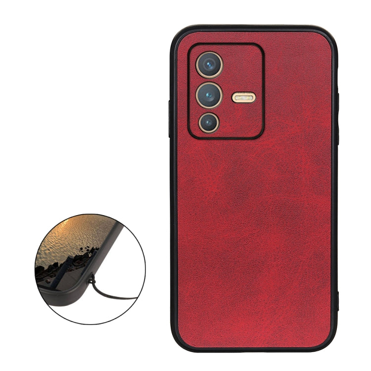 For vivo S12 5G / V23 5G Accurate Hole Two-color Calf Texture PU Phone Case