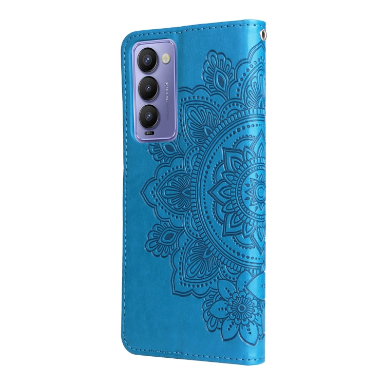For Tecno Camon 18/18P 7-petal Flowers Embossed Flip Leather Phone Case