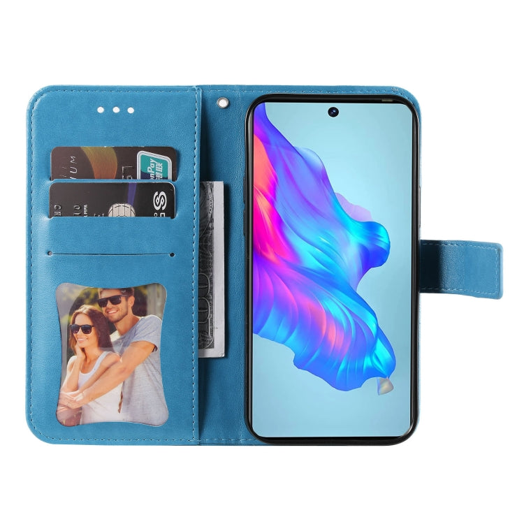 For Tecno Camon 18/18P 7-petal Flowers Embossed Flip Leather Phone Case