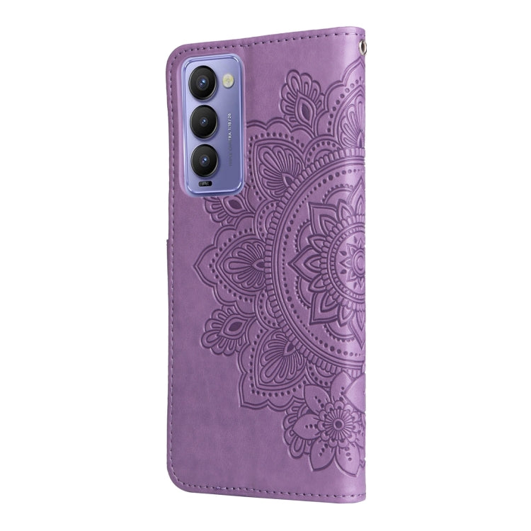 For Tecno Camon 18/18P 7-petal Flowers Embossed Flip Leather Phone Case