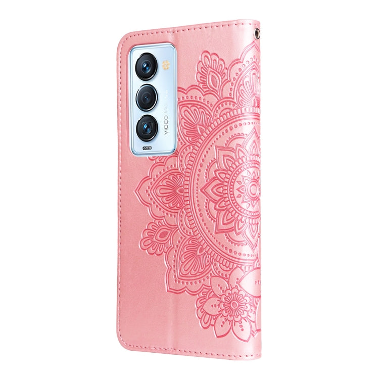 For Tecno Camon 18 Premier 7-petal Flowers Embossed Flip Leather Phone Case