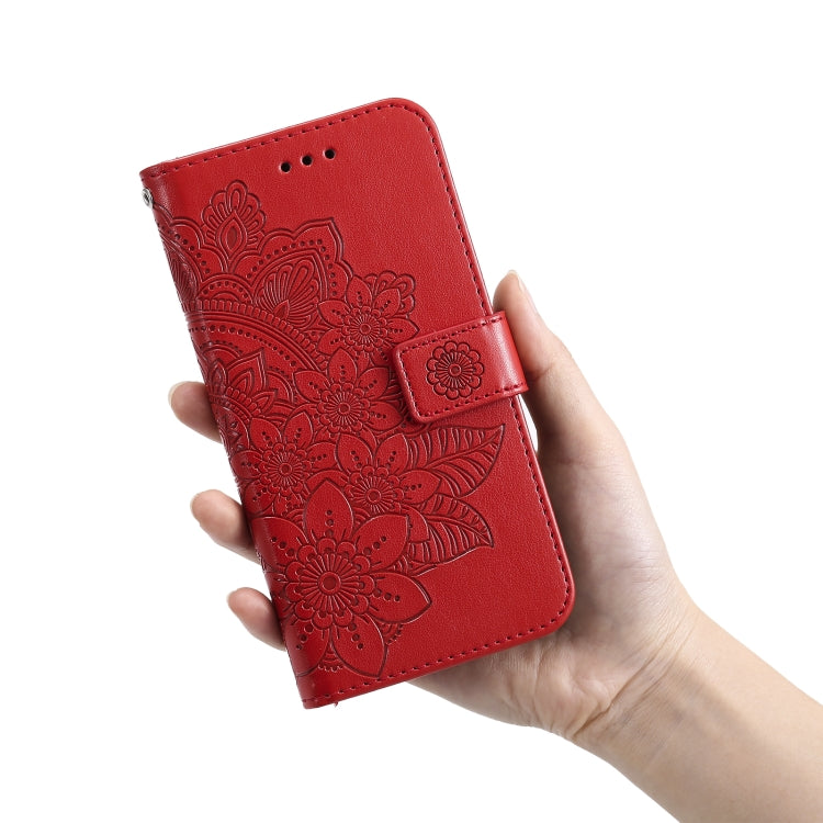 For Tecno Camon 18 Premier 7-petal Flowers Embossed Flip Leather Phone Case