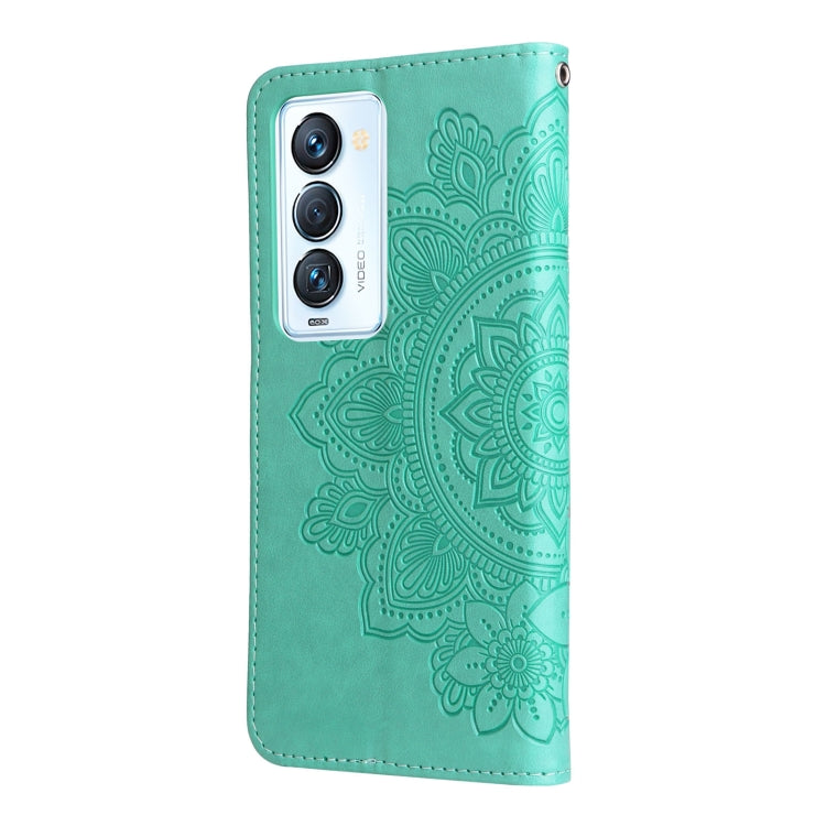 For Tecno Camon 18 Premier 7-petal Flowers Embossed Flip Leather Phone Case