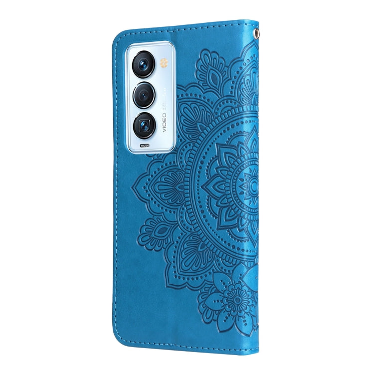 For Tecno Camon 18 Premier 7-petal Flowers Embossed Flip Leather Phone Case