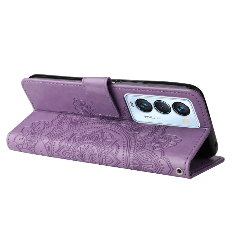 For Tecno Camon 18 Premier 7-petal Flowers Embossed Flip Leather Phone Case