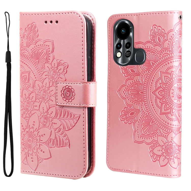 For Infinix Hot 11S 7-petal Flowers Embossed Flip Leather Phone Case