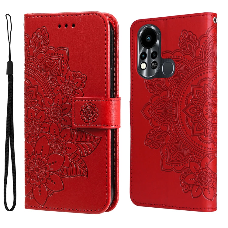 For Infinix Hot 11S 7-petal Flowers Embossed Flip Leather Phone Case