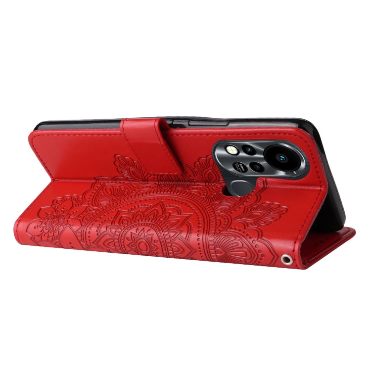 For Infinix Hot 11S 7-petal Flowers Embossed Flip Leather Phone Case