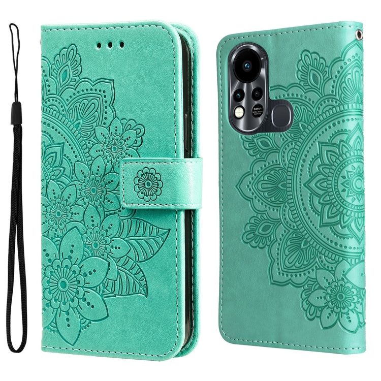 For Infinix Hot 11S 7-petal Flowers Embossed Flip Leather Phone Case