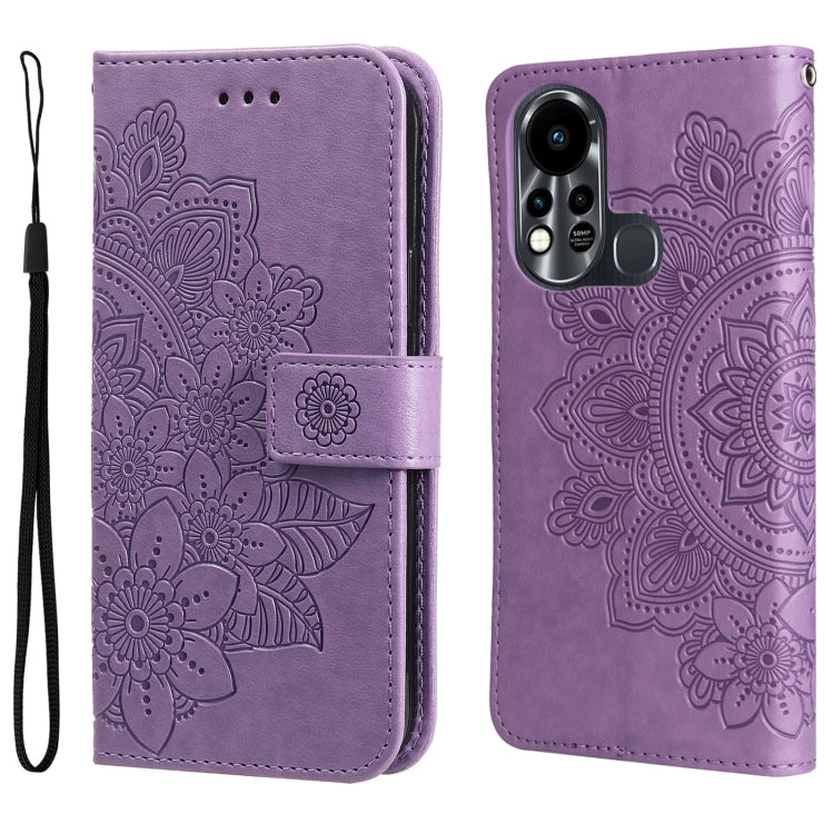 For Infinix Hot 11S 7-petal Flowers Embossed Flip Leather Phone Case