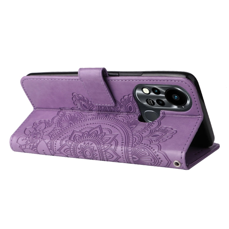 For Infinix Hot 11S 7-petal Flowers Embossed Flip Leather Phone Case