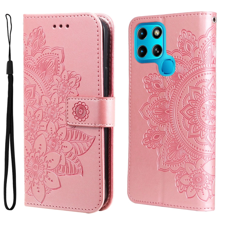 For Infinix Smart 6 7-petal Flowers Embossed Flip Leather Phone Case