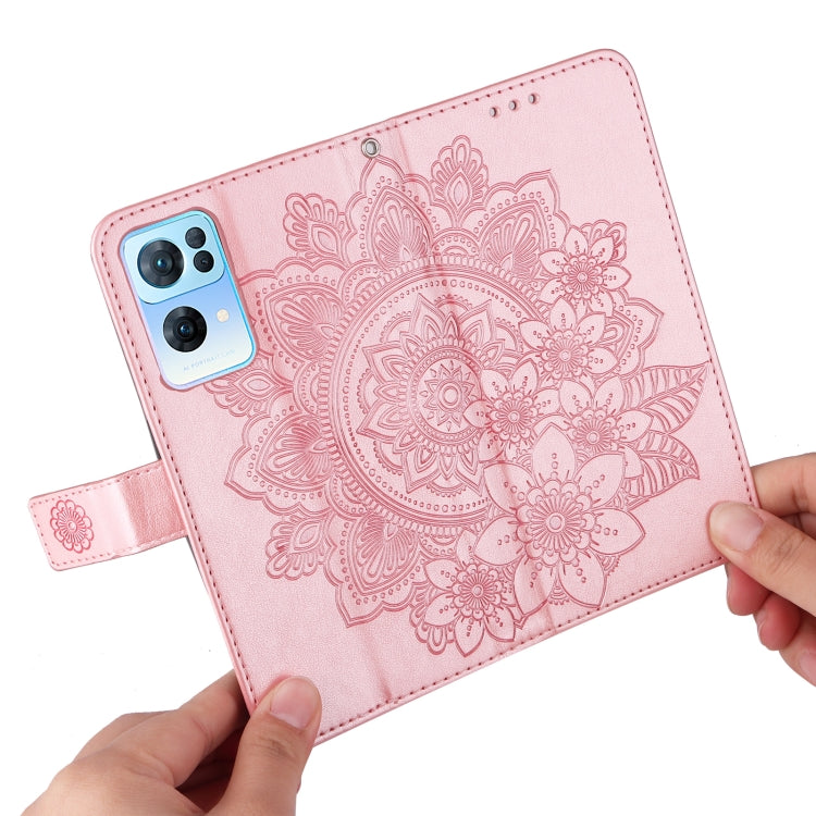 For OPPO Reno7 Pro 5G 7-petal Flowers Embossed Flip Leather Phone Case