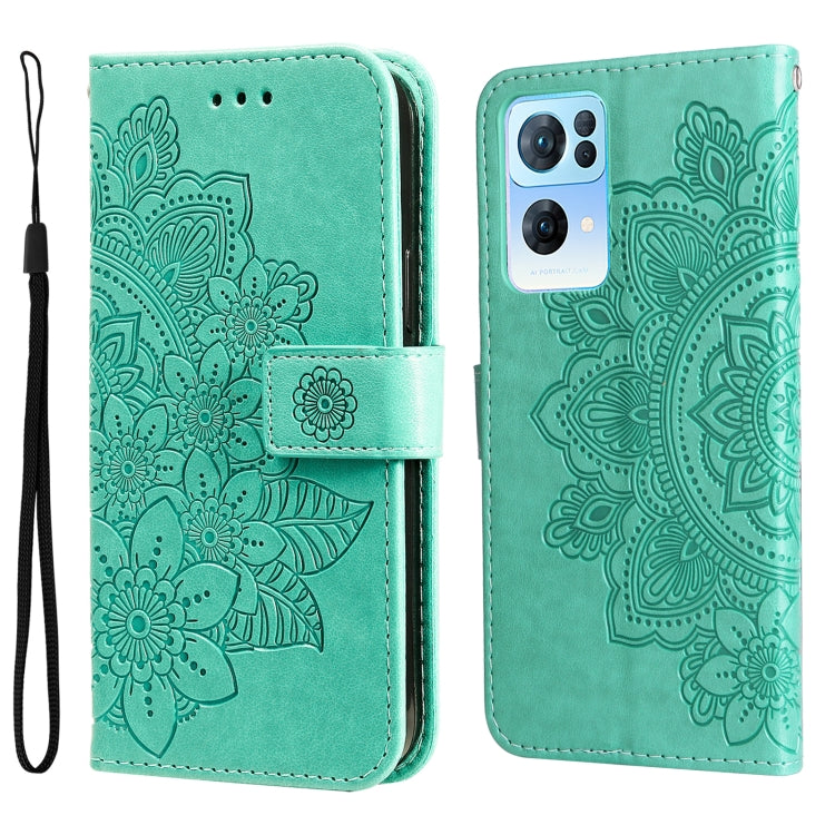 For OPPO Reno7 Pro 5G 7-petal Flowers Embossed Flip Leather Phone Case