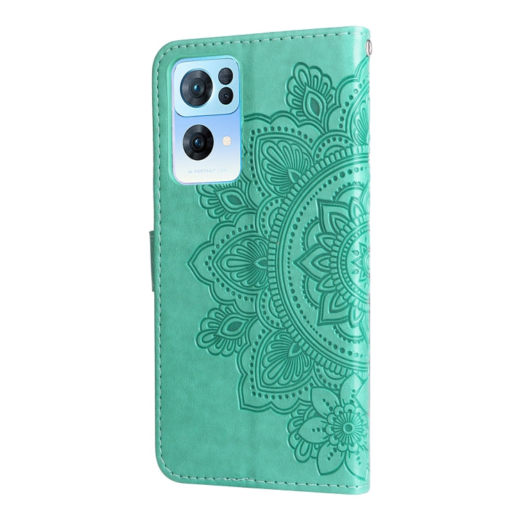 For OPPO Reno7 Pro 5G 7-petal Flowers Embossed Flip Leather Phone Case