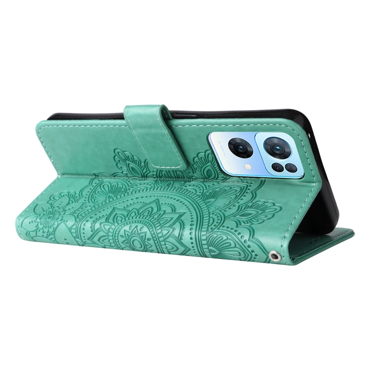 For OPPO Reno7 Pro 5G 7-petal Flowers Embossed Flip Leather Phone Case