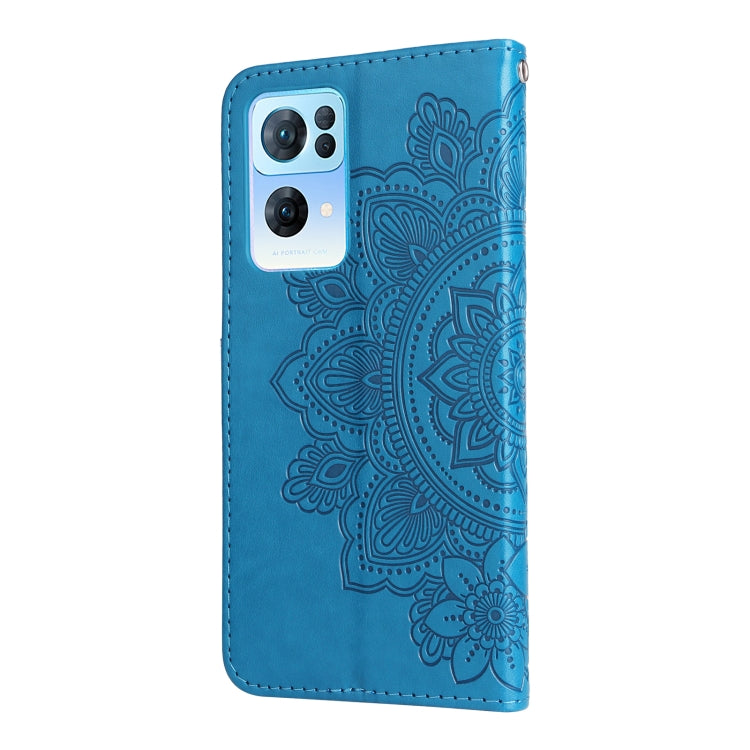 For OPPO Reno7 Pro 5G 7-petal Flowers Embossed Flip Leather Phone Case