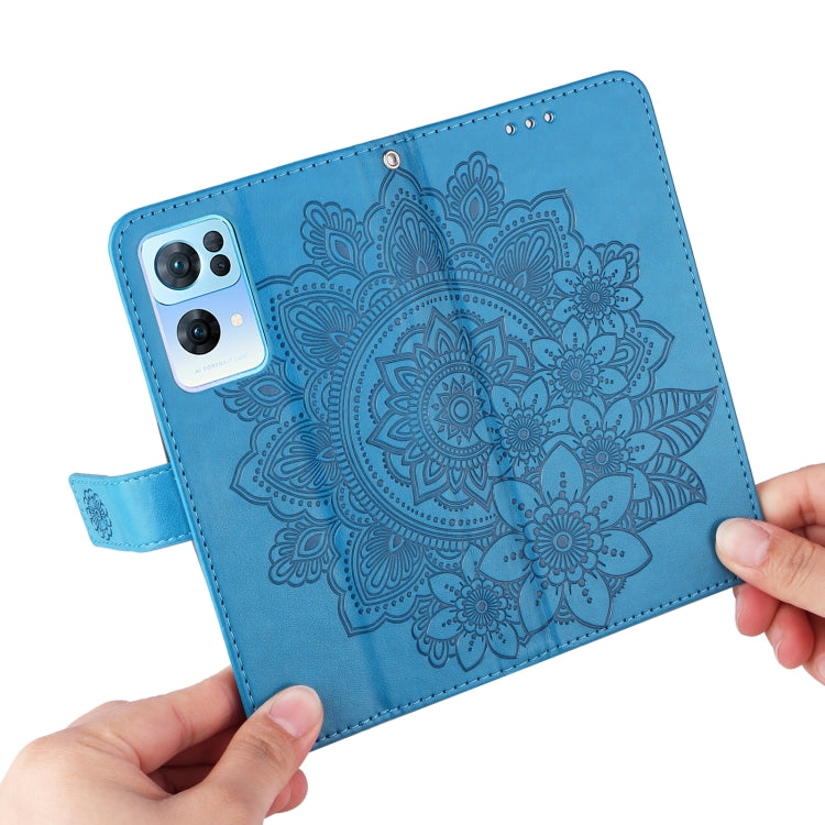 For OPPO Reno7 Pro 5G 7-petal Flowers Embossed Flip Leather Phone Case