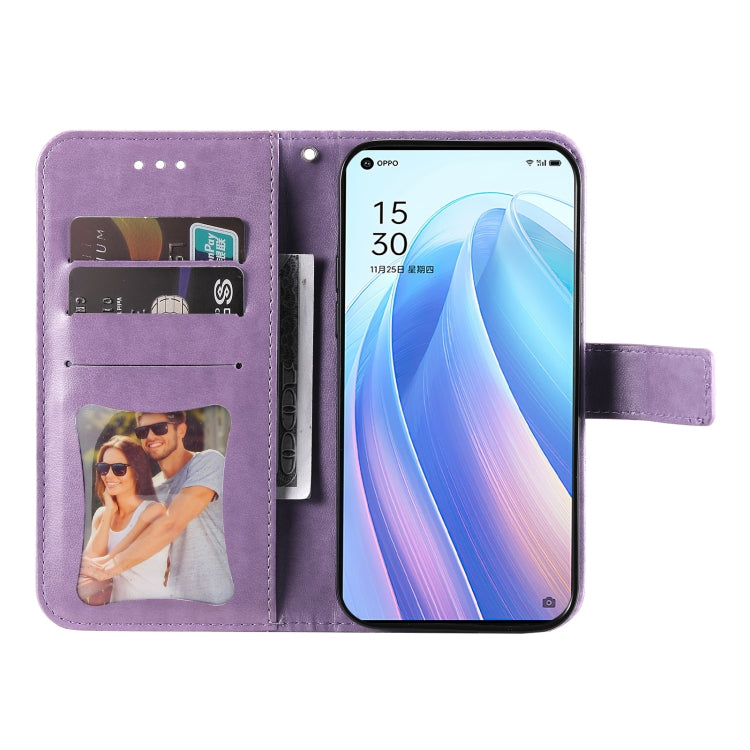 For OPPO Reno7 Pro 5G 7-petal Flowers Embossed Flip Leather Phone Case