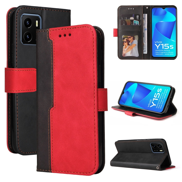 For vivo Y15S/Y15A Stitching-Color Horizontal Flip Leather Case