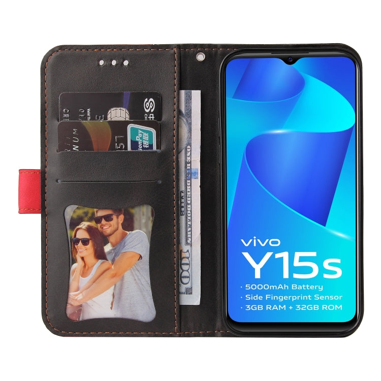 For vivo Y15S/Y15A Stitching-Color Horizontal Flip Leather Case