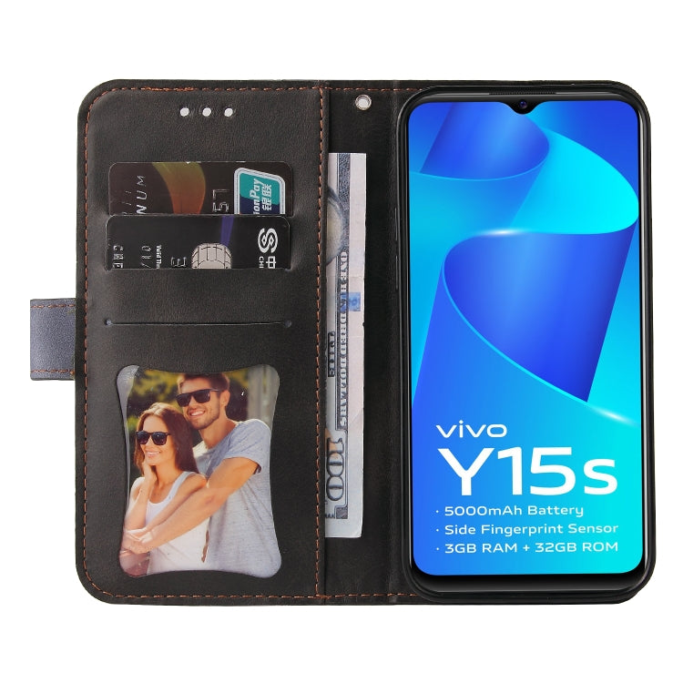 For vivo Y15S/Y15A Stitching-Color Horizontal Flip Leather Case