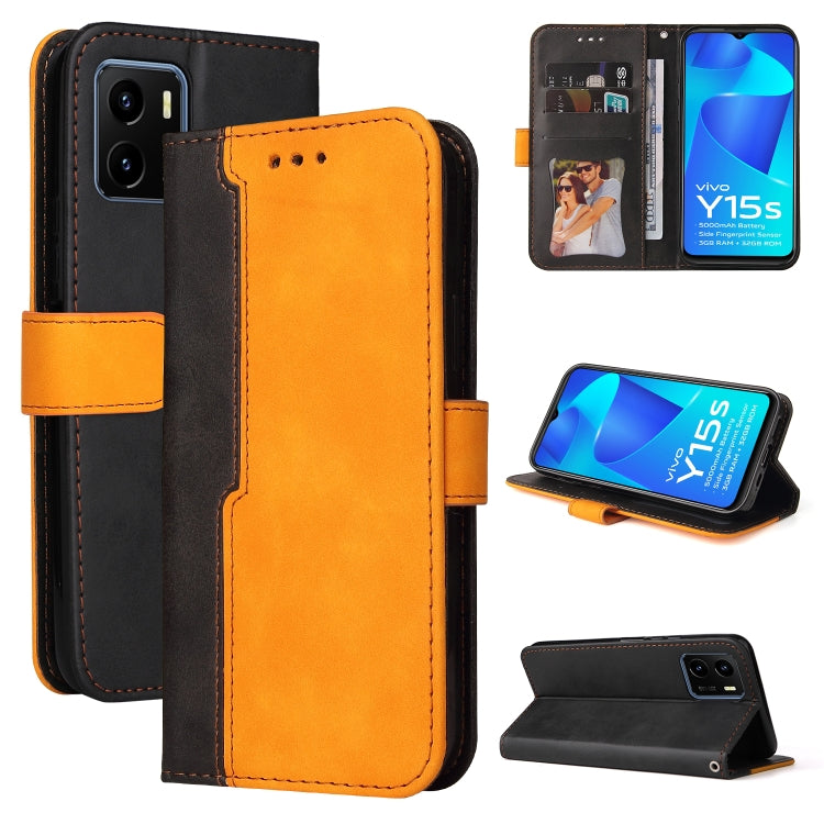 For vivo Y15S/Y15A Stitching-Color Horizontal Flip Leather Case