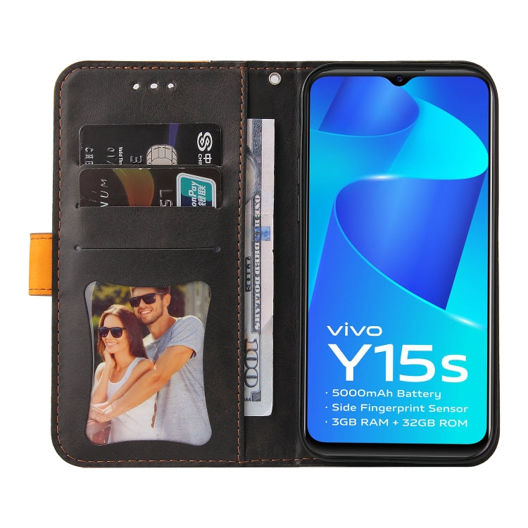 For vivo Y15S/Y15A Stitching-Color Horizontal Flip Leather Case