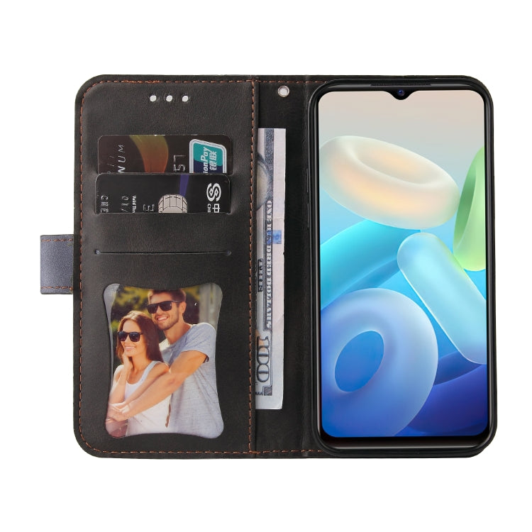 For vivo Y55 5G/Y75 5G/T1 5G Stitching-Color Horizontal Flip Leather Case