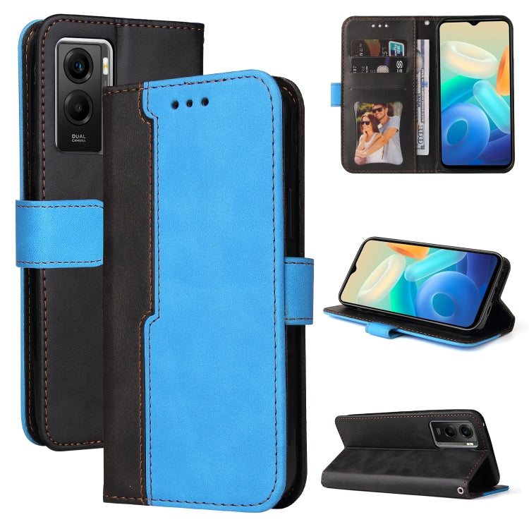 For vivo Y55S Stitching-Color Horizontal Flip Leather Case