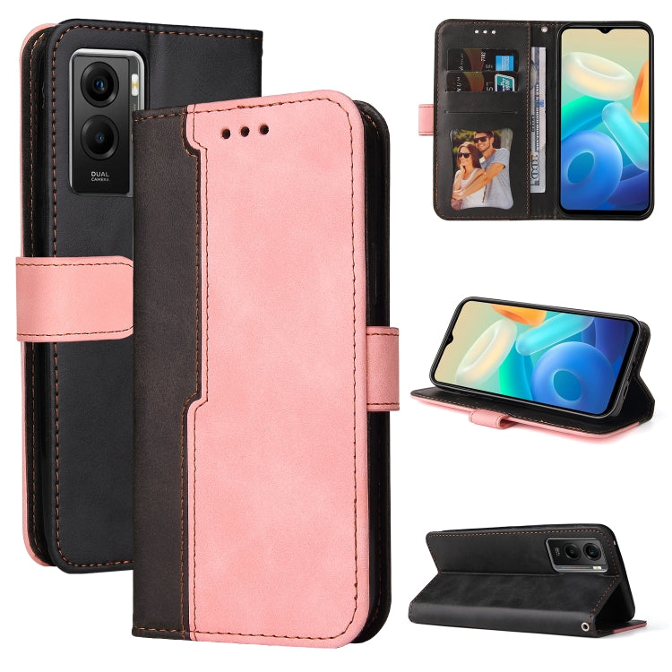 For vivo Y55S Stitching-Color Horizontal Flip Leather Case