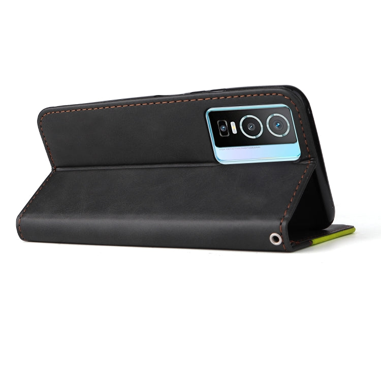 For vivo Y76 5G/Y76S Stitching-Color Horizontal Flip Leather Case
