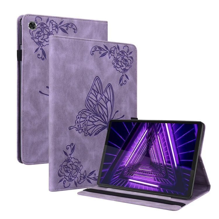For Lenovo M10 Plus 10.3 TB-X606F/TB-X606X Butterfly Flower Embossed Leather Tablet Case