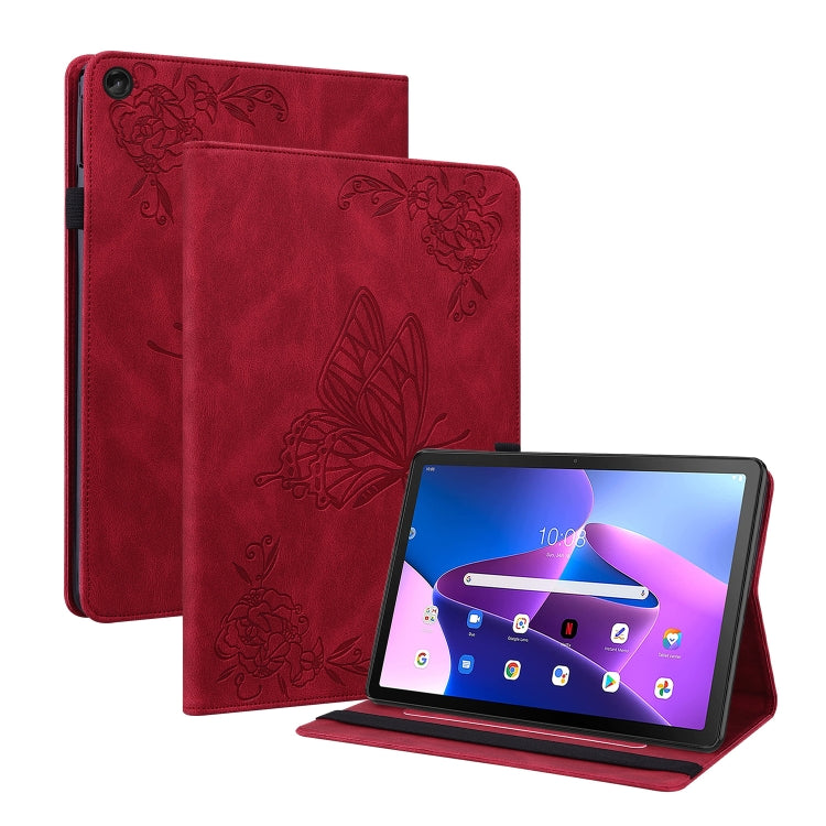 For Lenovo Tab M10 Plus 10.6 3rd Gen Butterfly Flower Embossed Leather Tablet Case