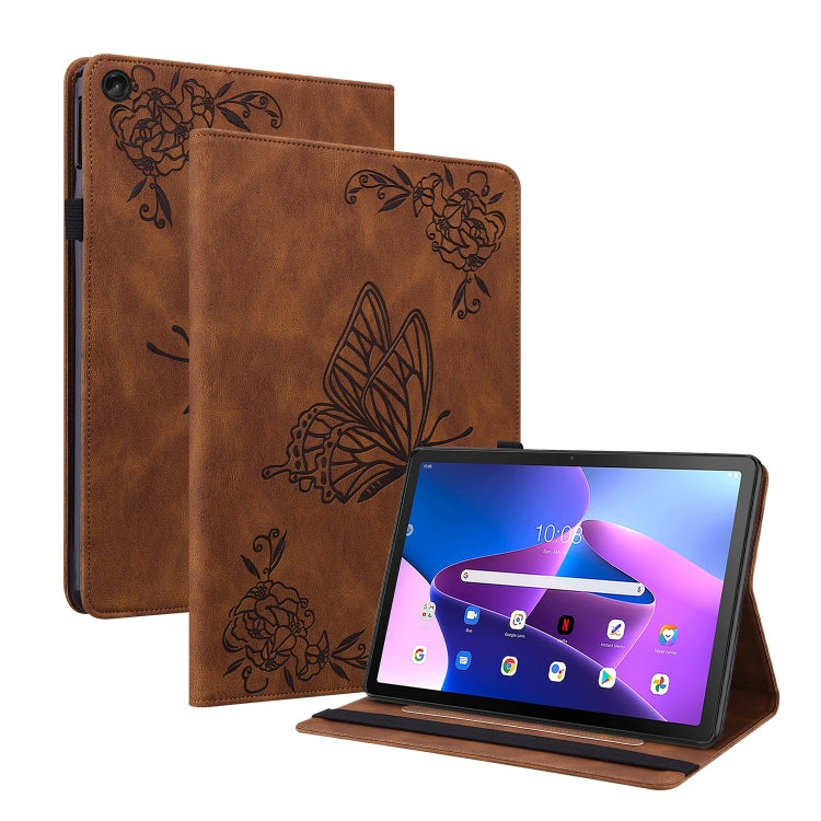 For Lenovo Tab M10 Plus 10.6 3rd Gen Butterfly Flower Embossed Leather Tablet Case
