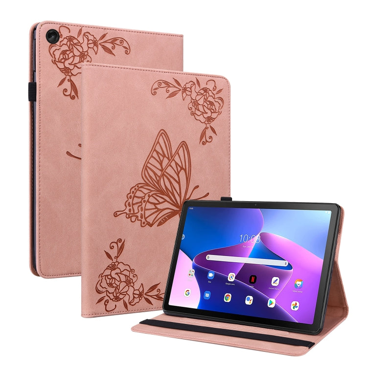 For Lenovo Tab M10 Plus 10.6 3rd Gen Butterfly Flower Embossed Leather Tablet Case