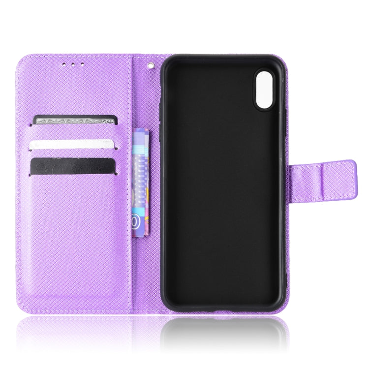 For iPhone XS Max Diamond Texture Leather Phone Case