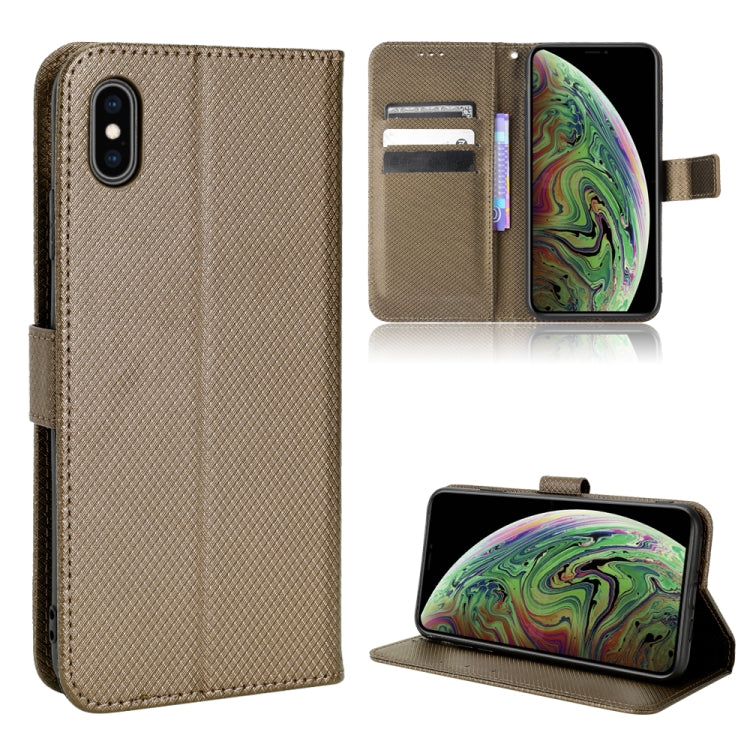 For iPhone XS Max Diamond Texture Leather Phone Case