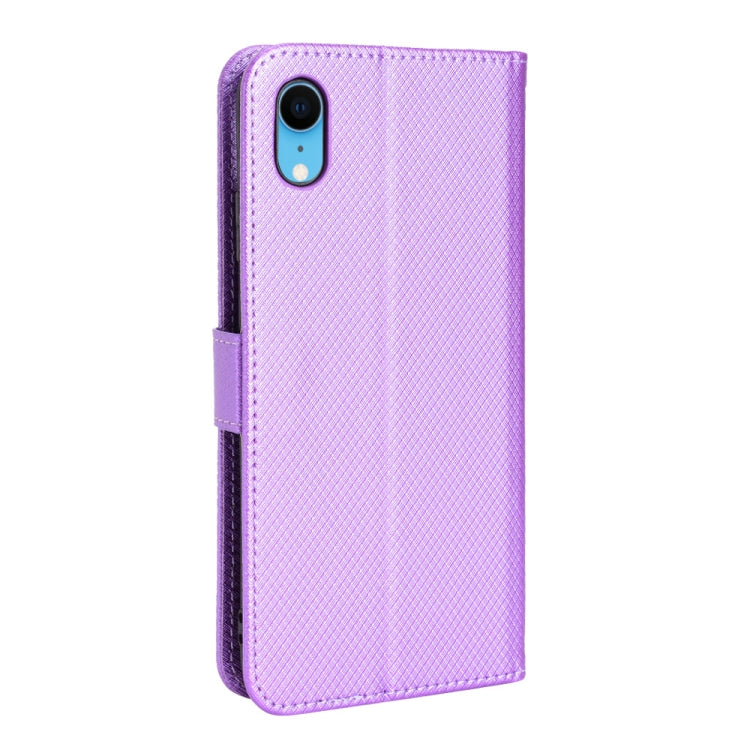 For iPhone XR Diamond Texture Leather Phone Case
