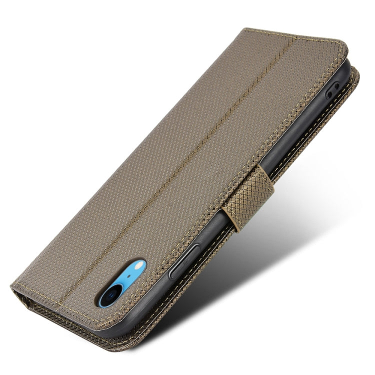 For iPhone XR Diamond Texture Leather Phone Case