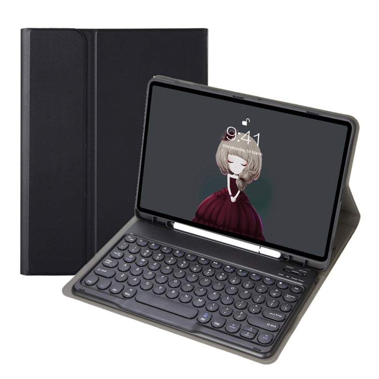 YA700B Lambskin Texture Voltage Round Keycap Bluetooth Keyboard Leather Case For Samsung Galaxy Tab S8 11 inch SM-X700 / SM-X706 & S7 11 inch SM-X700 / SM-T875