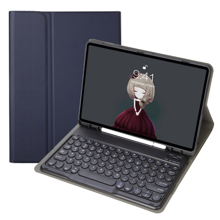 YA700B Lambskin Texture Voltage Round Keycap Bluetooth Keyboard Leather Case For Samsung Galaxy Tab S8 11 inch SM-X700 / SM-X706 & S7 11 inch SM-X700 / SM-T875
