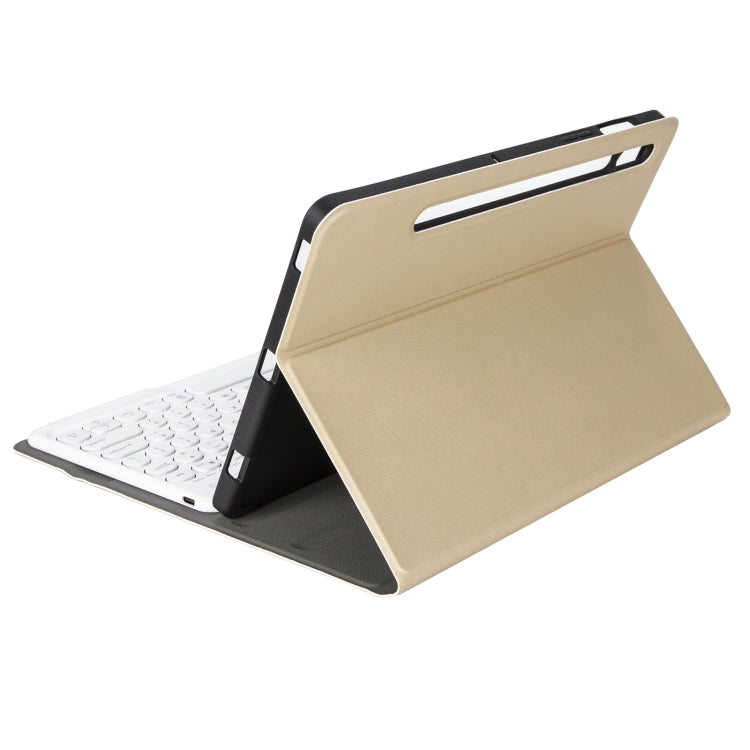 YA700B Lambskin Texture Voltage Round Keycap Bluetooth Keyboard Leather Case For Samsung Galaxy Tab S8 11 inch SM-X700 / SM-X706 & S7 11 inch SM-X700 / SM-T875
